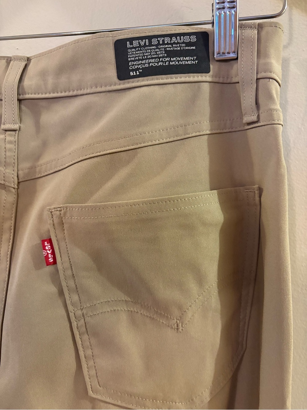 Levi’s 511 Slim Fit Tech Pants Khaki Tan Beach Taupe, Sz 33x32